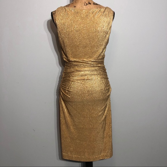 Lauren Ralph Lauren Metallic Gold Dress Size 6 - Picture 5 of 14
